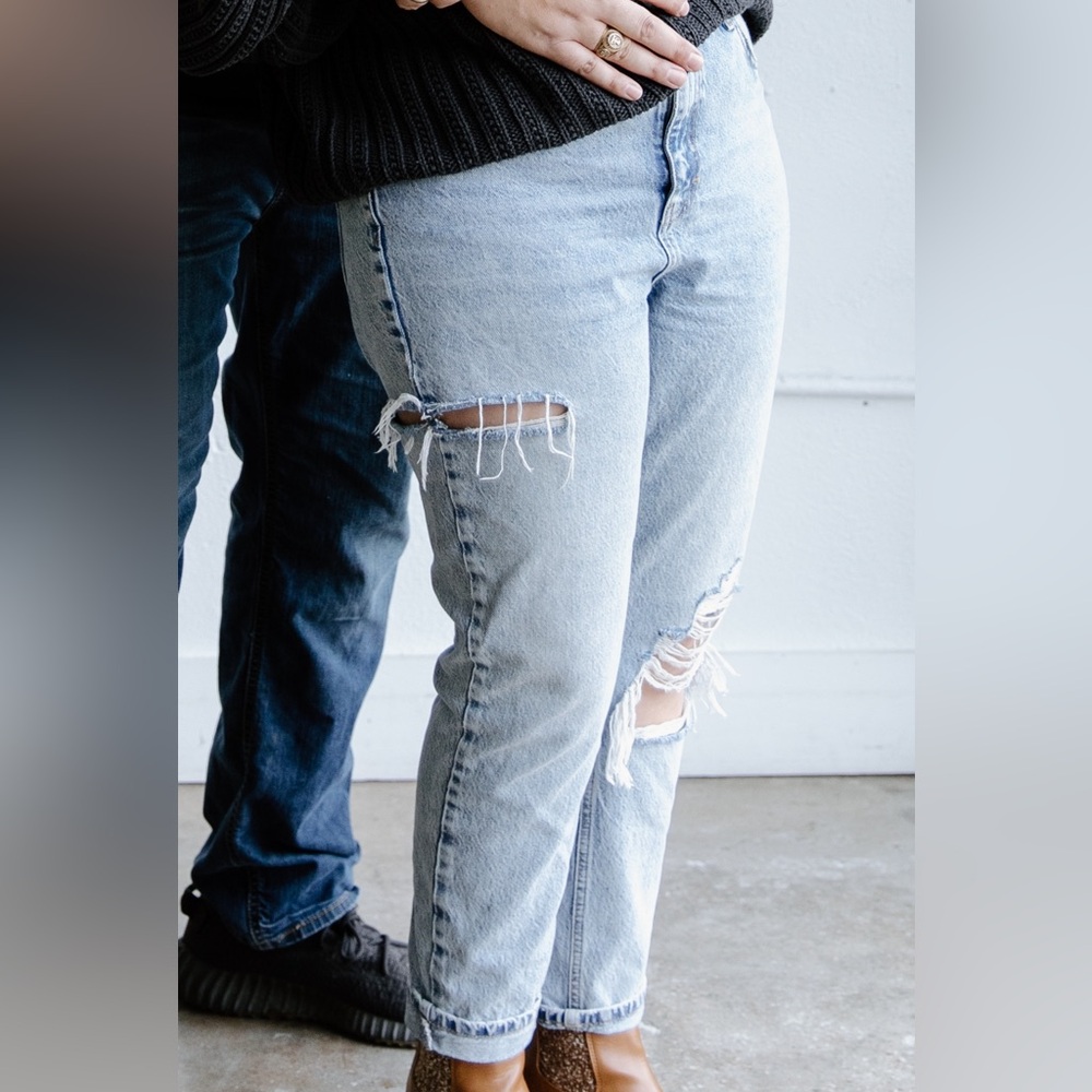 Topshop Ripped High Rise Mom Jeans